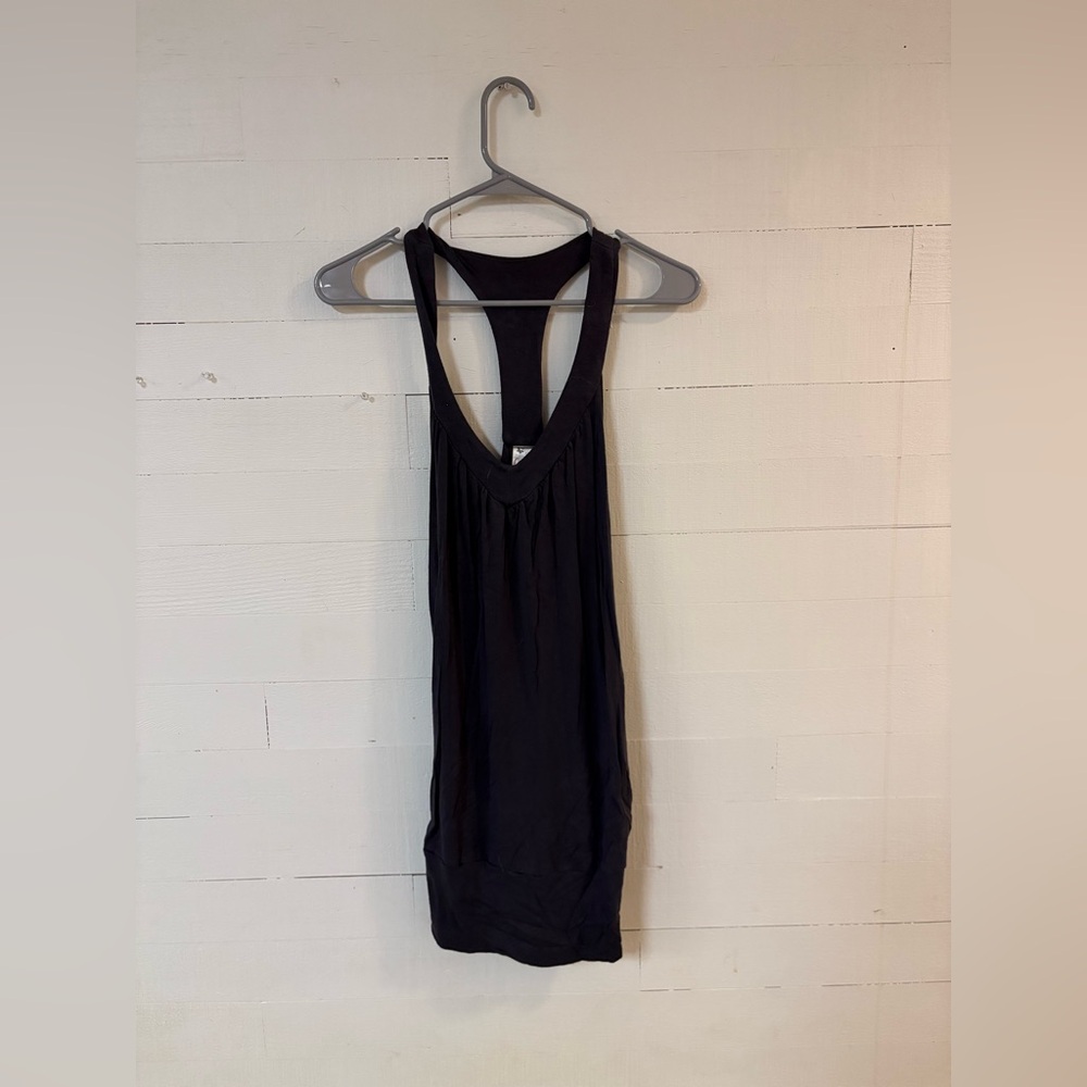 Metropark 3+1 Black Draped Racerback Tank Top Rayon Spandex Made in USA